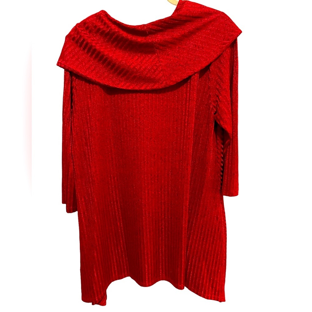 NyGard - red Cowl Neck Sweater- dressy - flowy material - size L - holidays! - Picture 3 of 3